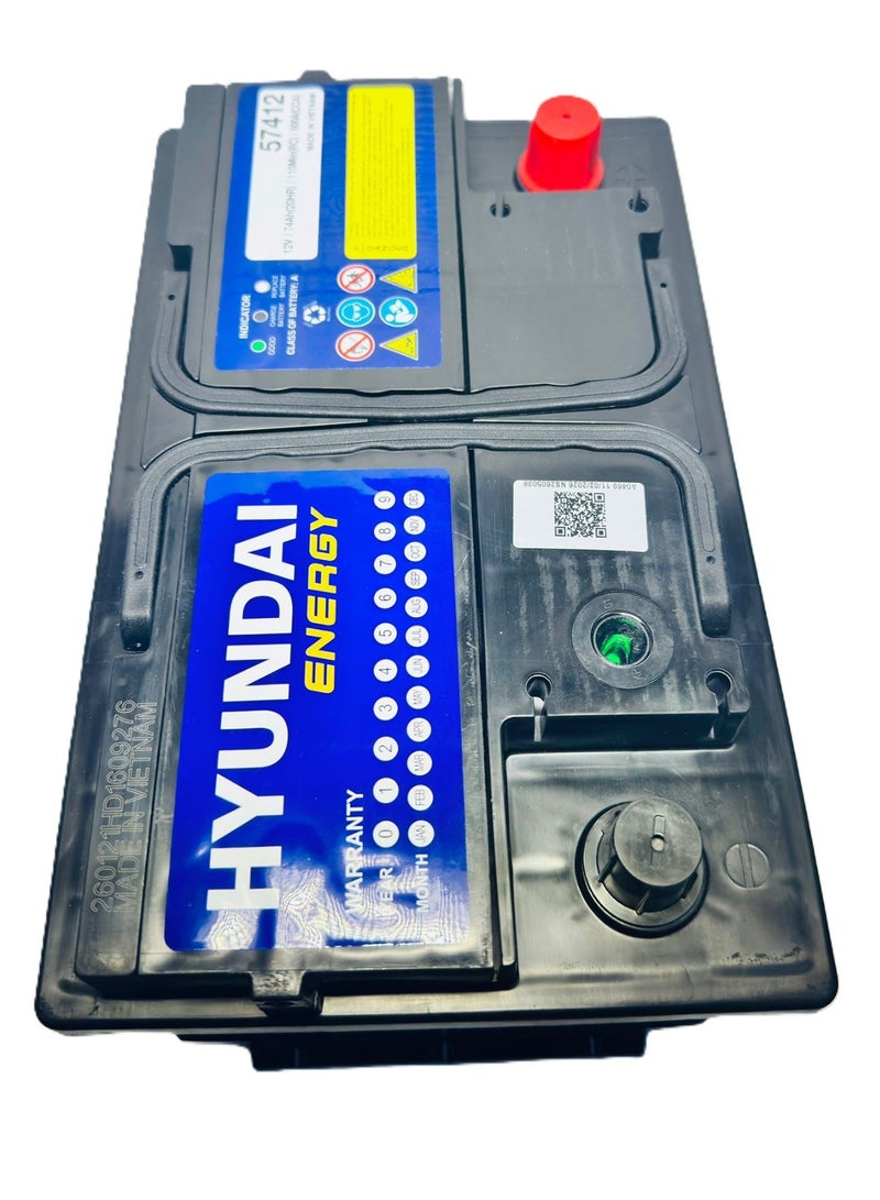 HYUNDAI Car Battery 12V 74AH 57412/DIN74/48-7/LN3 - Image 2